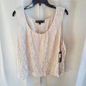 VTg Spencer Alexis Women Top Sz‎ 3x Neutral Jacquard Embroidered Old Money 17460